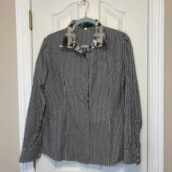 Middy N Me Button Up Gingham Equestrian Style Top Women Size 12 - Picture 1 of 8